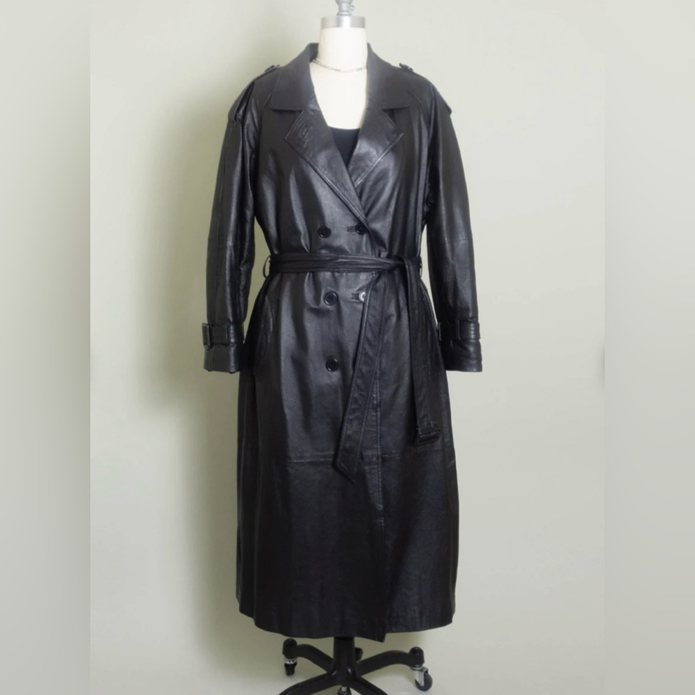 Vintage GENUINE LEATHER Trench Coat